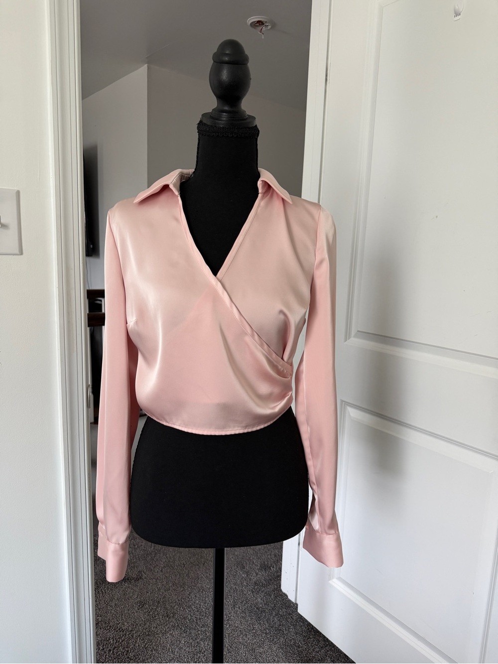 Rachel Zoe Blush Pink Satin Wrap Blouse